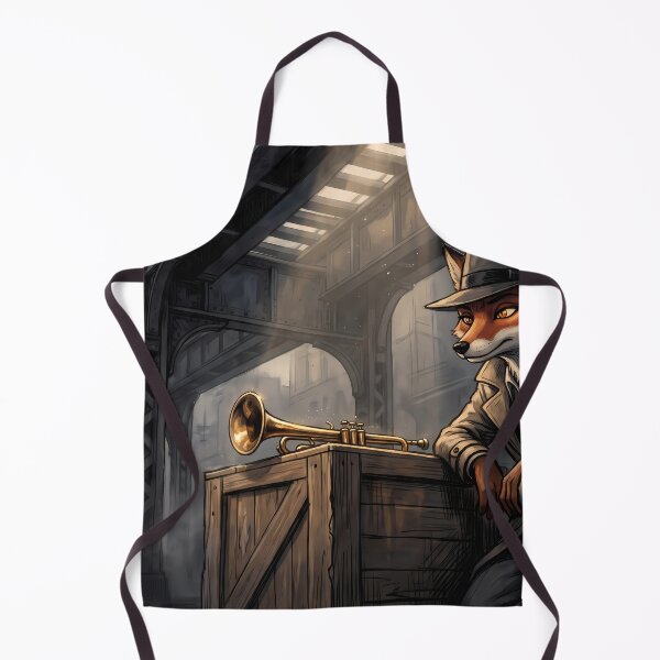 Item preview, Midnight Jazz Street | Noir Detective Fox & Golden Trumpet designed and sold by ThegrayInterval.