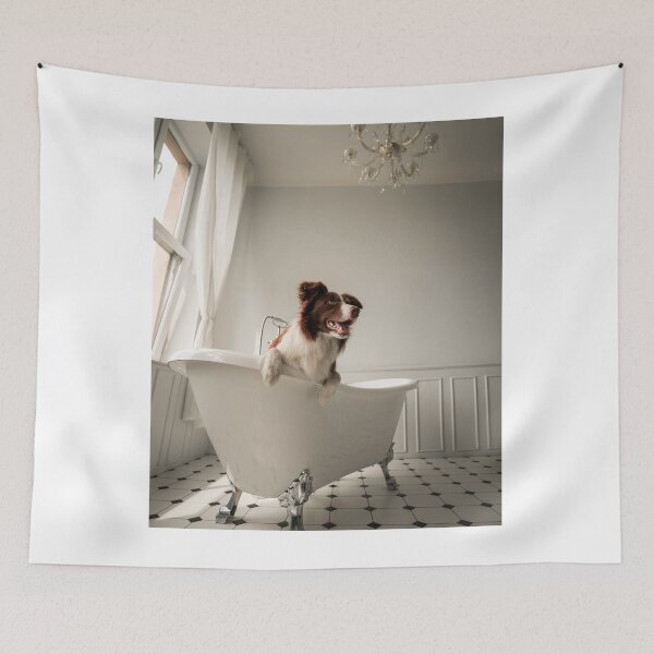 Item preview, Funny Border Collie Dog in Bathtub designed and sold by VanGaldo.