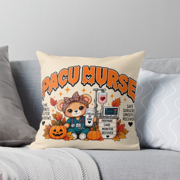 Item preview, Halloween PACU Nurse Leopard Print Bear Throw Blanket designed and sold by ClinicalHubs.