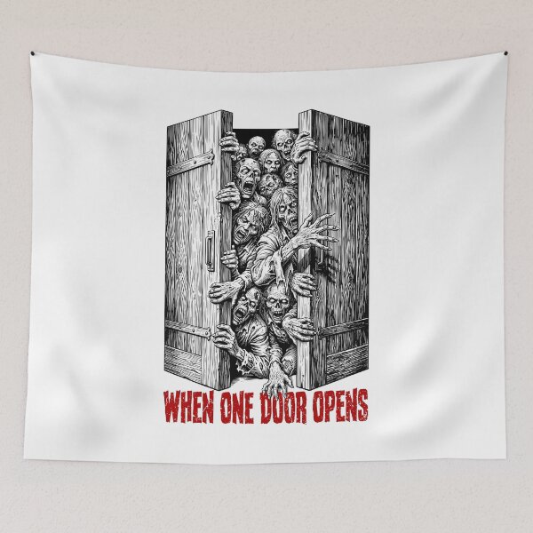 Item preview, Sarcastic Zombie Halloween When One Door Opens Horror Fan designed and sold by GrandeDuc.