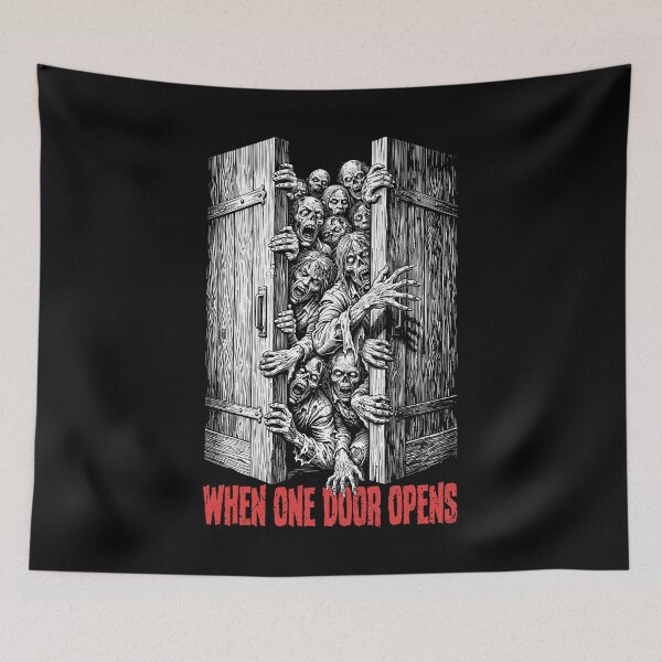 Item preview, Sarcastic Zombie Halloween When One Door Opens Horror Fan designed and sold by GrandeDuc.