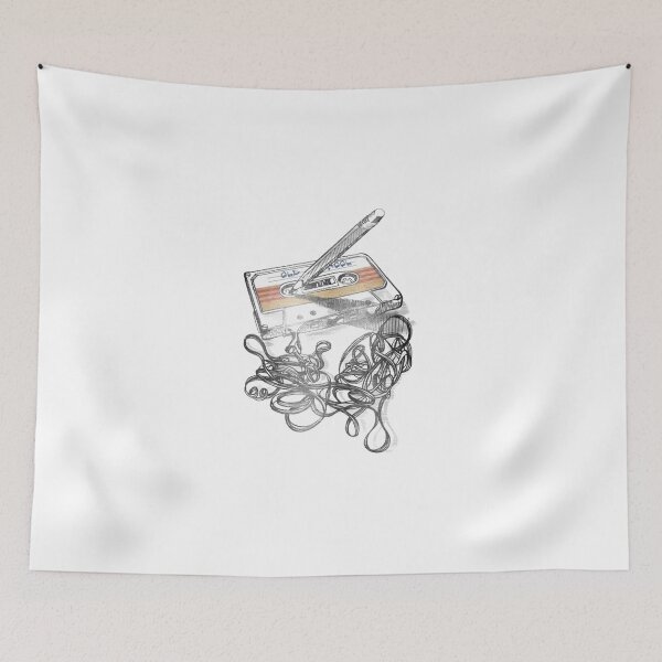 Item preview, Retro Cassette Tape and Pencil Old School Sketch designed and sold by AngusShanahan.