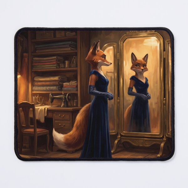 Item preview, The Fitting Room Mirror | Elegant Noir Fox Lady Art designed and sold by ThegrayInterval.