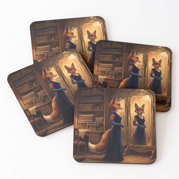 Item preview, The Fitting Room Mirror | Elegant Noir Fox Lady Art designed and sold by ThegrayInterval.