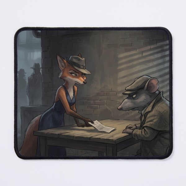 Item preview, Secret Deal in Shadows | Noir Fox Lady & Detective Rat designed and sold by ThegrayInterval.