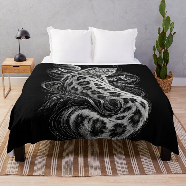 Item preview, Snow Leopard Black and White Wildlife Art – Flowing Lines designed and sold by ManJiangHong.