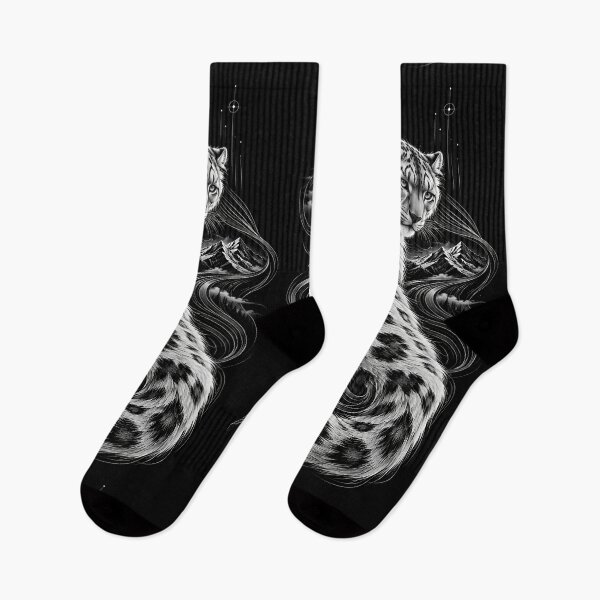 Artikelvorschau, Snow Leopard Black and White Wildlife Art – Flowing Lines entworfen und verkauft von ManJiangHong.