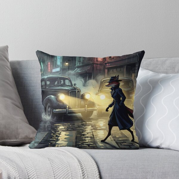 Item preview, Crossing in the Fog | Vintage Noir Cars & Fox Detective designed and sold by ThegrayInterval.