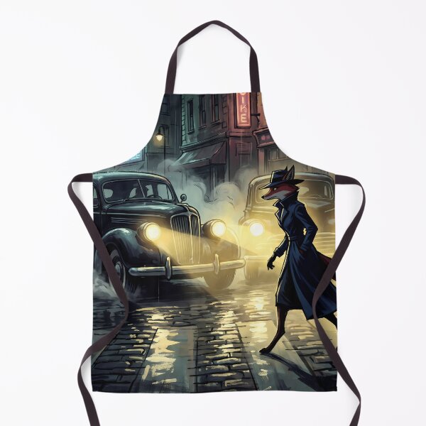 Item preview, Crossing in the Fog | Vintage Noir Cars & Fox Detective designed and sold by ThegrayInterval.