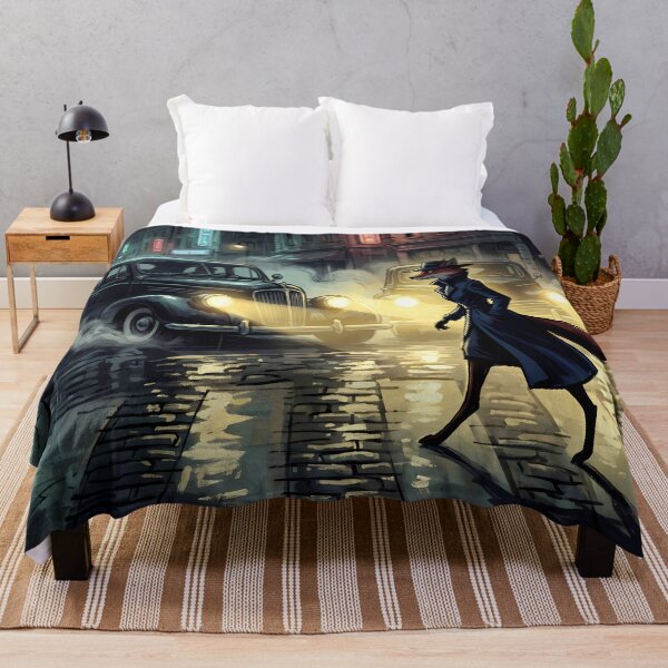 Item preview, Crossing in the Fog | Vintage Noir Cars & Fox Detective designed and sold by ThegrayInterval.