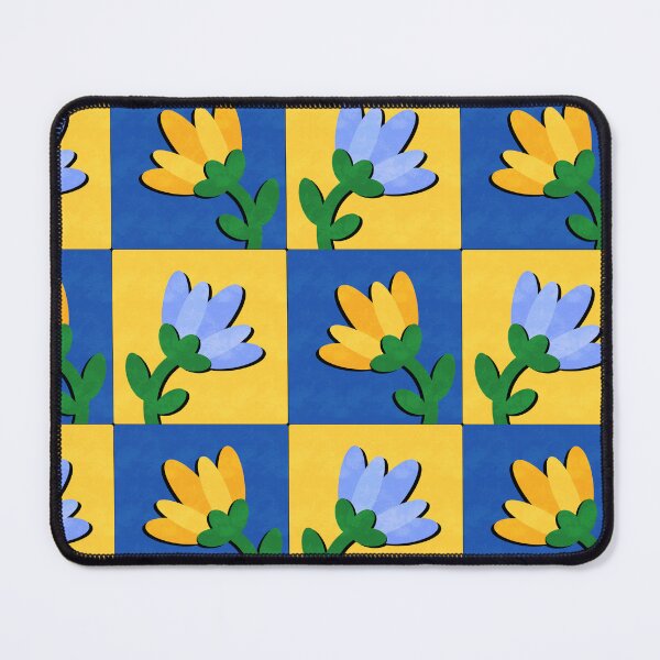 Item preview, Floral Grid Pattern – Blue & Yellow Flower Sticker designed and sold by tviyluv.