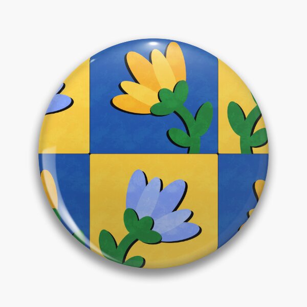 Item preview, Floral Grid Pattern – Blue & Yellow Flower Sticker designed and sold by tviyluv.