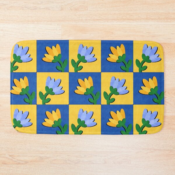 Item preview, Floral Grid Pattern – Blue & Yellow Flower Sticker designed and sold by tviyluv.