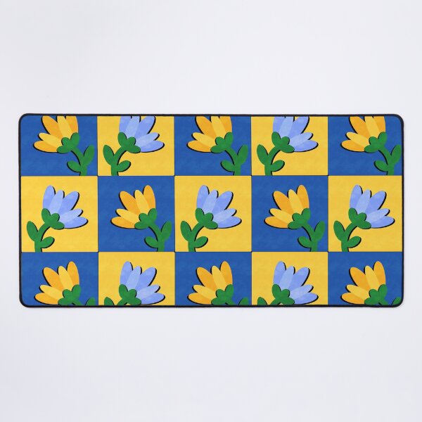 Item preview, Floral Grid Pattern – Blue & Yellow Flower Sticker designed and sold by tviyluv.