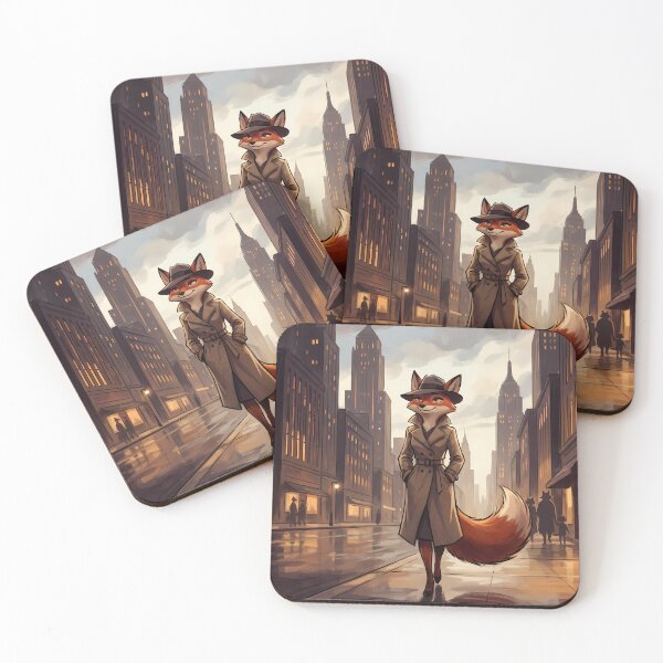 Item preview, City Shadows Stroll | Golden Hour Noir Fox Detective designed and sold by ThegrayInterval.
