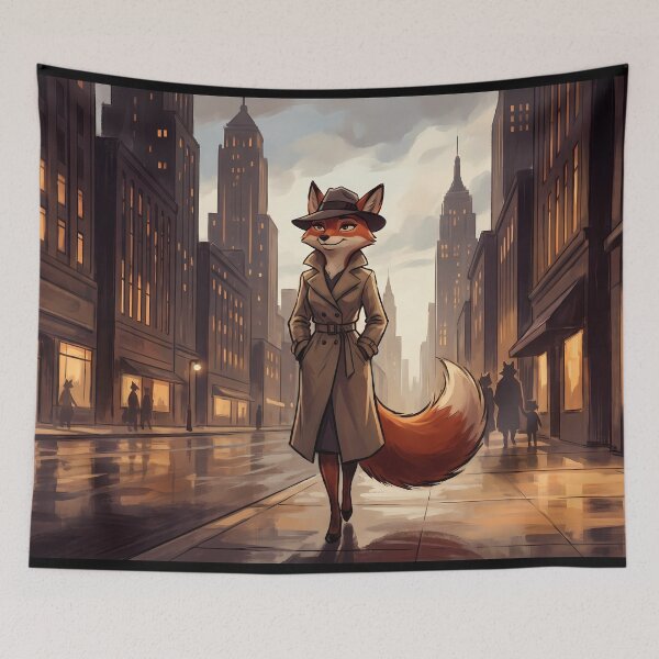 Item preview, City Shadows Stroll | Golden Hour Noir Fox Detective designed and sold by ThegrayInterval.