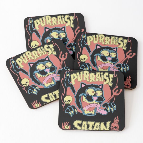 Item preview, Funny Satanic Black Cat Purraise Retro Metal Parody designed and sold by AngusShanahan.