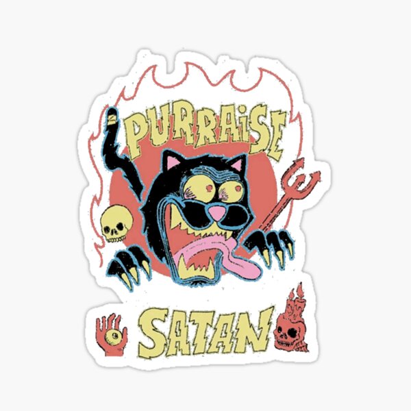 Item preview, Funny Satanic Black Cat Purraise Retro Metal Parody designed and sold by AngusShanahan.