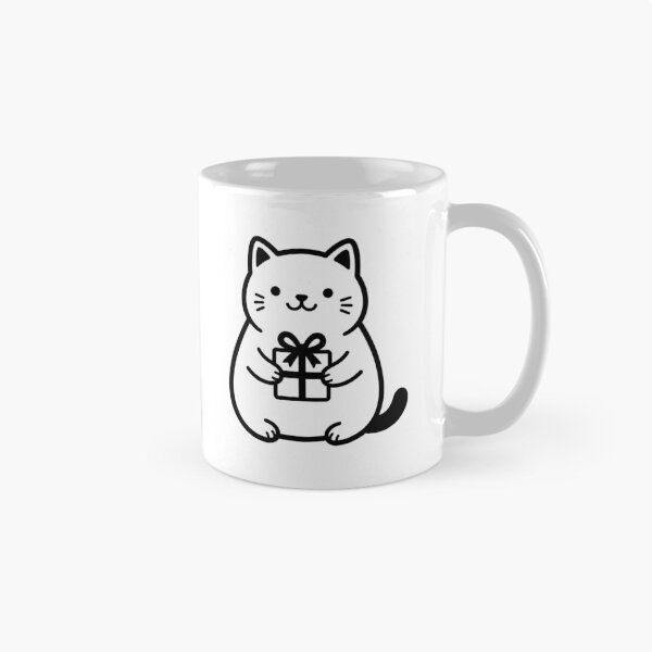 Item preview, Cute Chubby Cat Holding Birthday Gift designed and sold by stickerbundle.