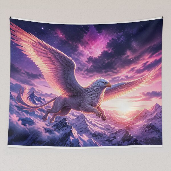 Item preview, Majestic White Griffin Soaring Over Mountains designed and sold by Fanta-sticky.