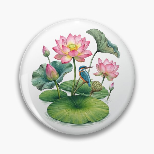 Item preview, King Fisher on lotus flower designed and sold by Sonia Jones Art.