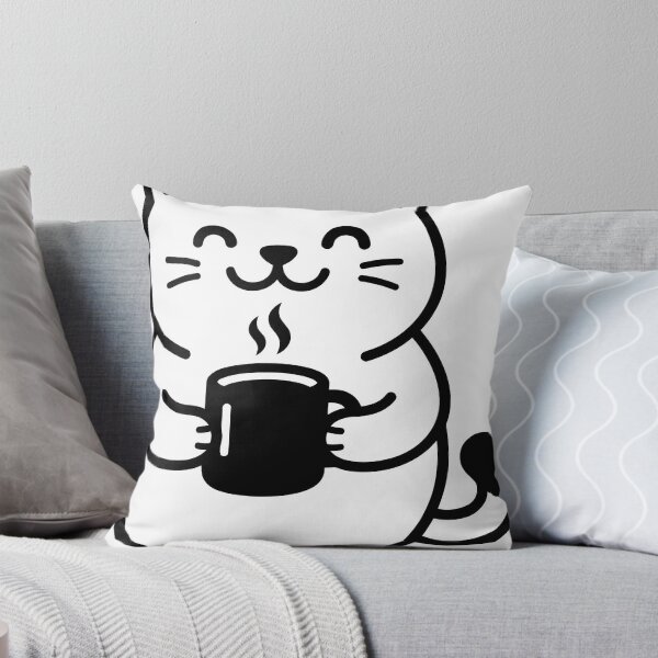 Item preview, Cute Chubby Cat Drinking Hot Coffee designed and sold by stickerbundle.