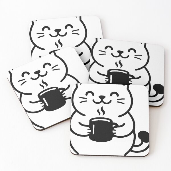 Item preview, Cute Chubby Cat Drinking Hot Coffee designed and sold by stickerbundle.