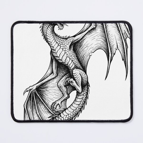 Item preview, Coiled Ascension Dragon - Tilted Wing Ink Illustration designed and sold by DragonSerpent Ink.