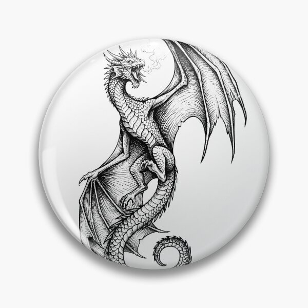 Item preview, Coiled Ascension Dragon - Tilted Wing Ink Illustration designed and sold by DragonSerpent Ink.
