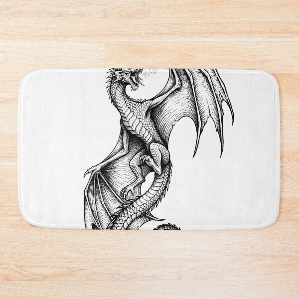 Item preview, Coiled Ascension Dragon - Tilted Wing Ink Illustration designed and sold by DragonSerpent Ink.