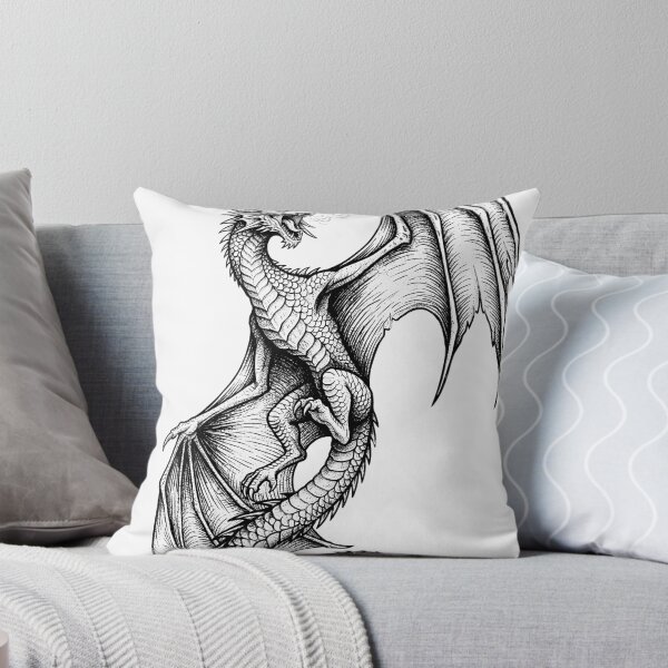 Item preview, Coiled Ascension Dragon - Tilted Wing Ink Illustration designed and sold by DragonSerpent Ink.