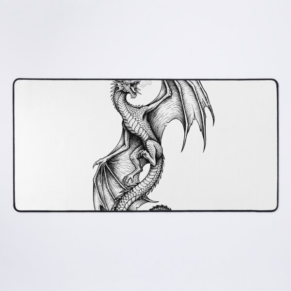 Item preview, Coiled Ascension Dragon - Tilted Wing Ink Illustration designed and sold by DragonSerpent Ink.