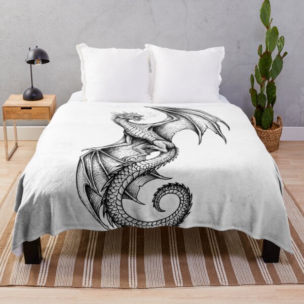Item preview, Coiled Ascension Dragon - Tilted Wing Ink Illustration designed and sold by DragonSerpent Ink.