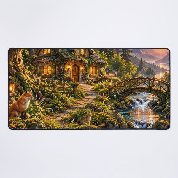 Item preview, Enchanted Forest Cottage Stone Bridge Fox designed and sold by Pyt27.