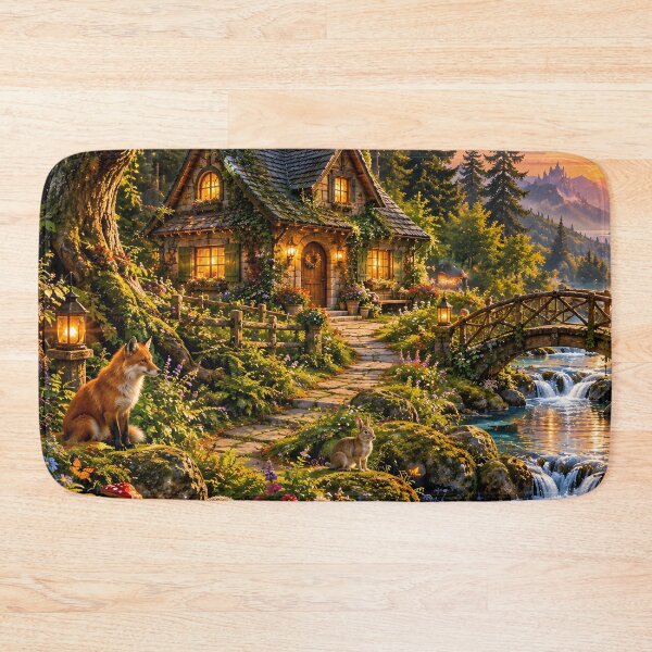 Item preview, Enchanted Forest Cottage Stone Bridge Fox designed and sold by Pyt27.