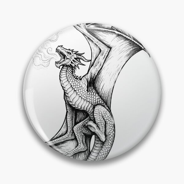 Item preview, Flame-Winged Dragon - Patterned Membrane Vertical Ink Art designed and sold by DragonSerpent Ink.