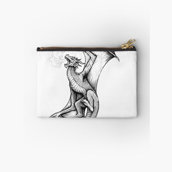 Item preview, Flame-Winged Dragon - Patterned Membrane Vertical Ink Art designed and sold by DragonSerpent Ink.