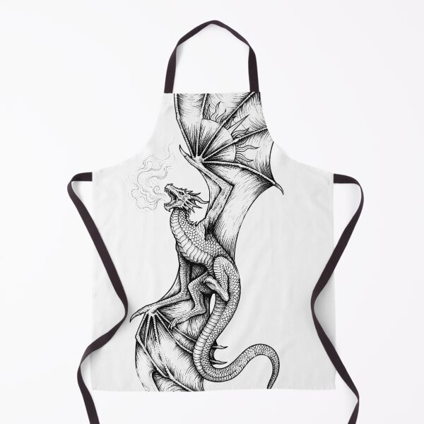 Item preview, Flame-Winged Dragon - Patterned Membrane Vertical Ink Art designed and sold by DragonSerpent Ink.