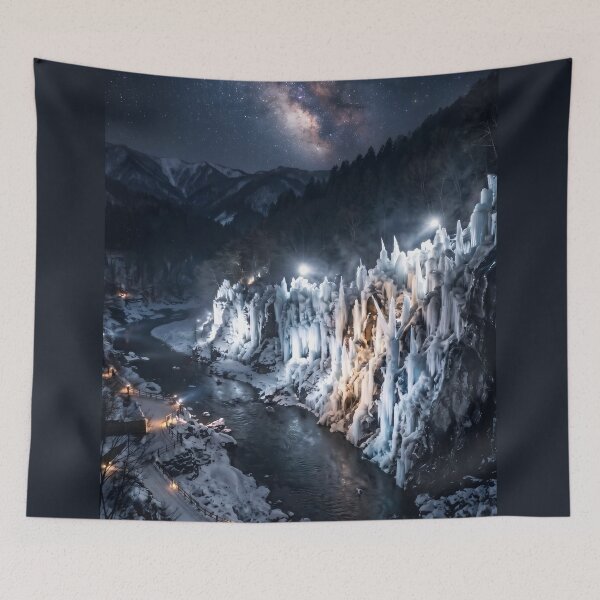 Item preview, Misotsuchi Icicles Starry Night Photography designed and sold by conohitoAI-ArtGallery.