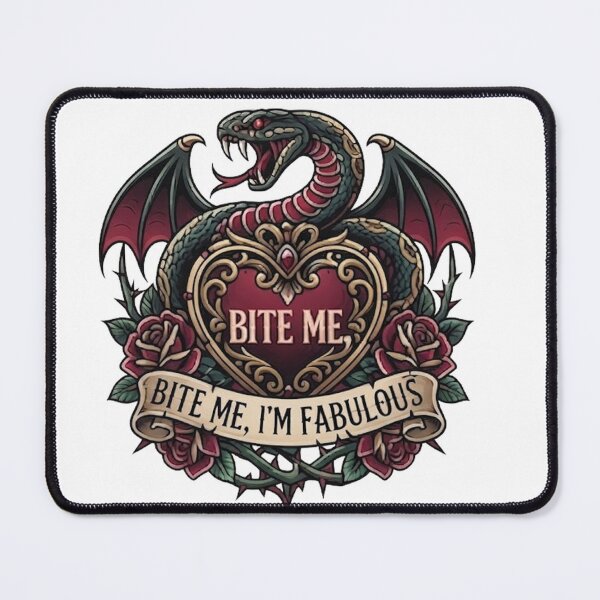 Item preview, Bite Me Im Fabulous Cute Snake Wings Gothic Roses designed and sold by NikmaArt.