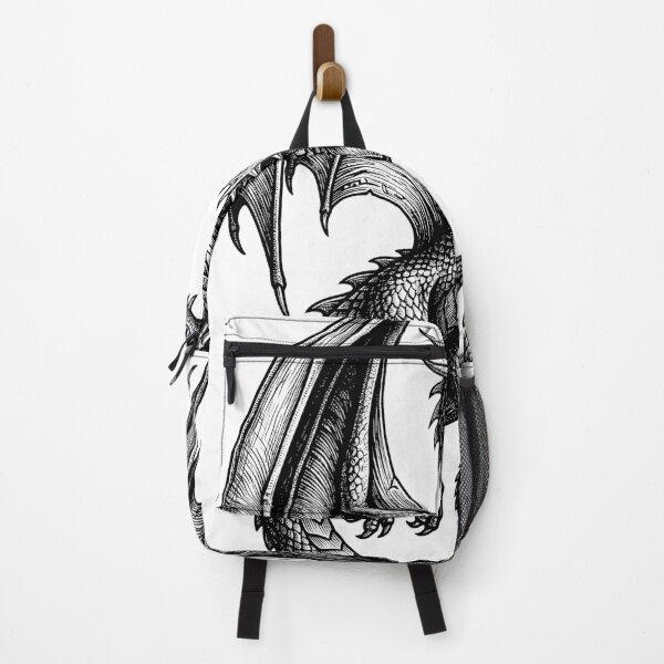 Item preview, Spiked Shoulder Dragon - Mirrored Fire Breath Ink Illustration designed and sold by DragonSerpent Ink.