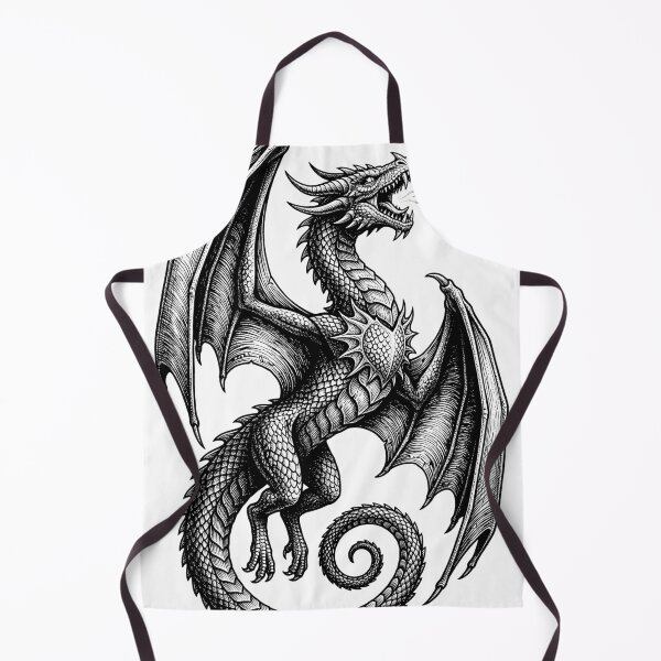 Item preview, Spiked Shoulder Dragon - Mirrored Fire Breath Ink Illustration designed and sold by DragonSerpent Ink.