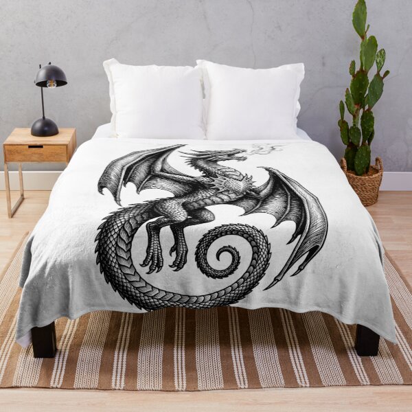 Item preview, Spiked Shoulder Dragon - Mirrored Fire Breath Ink Illustration designed and sold by DragonSerpent Ink.