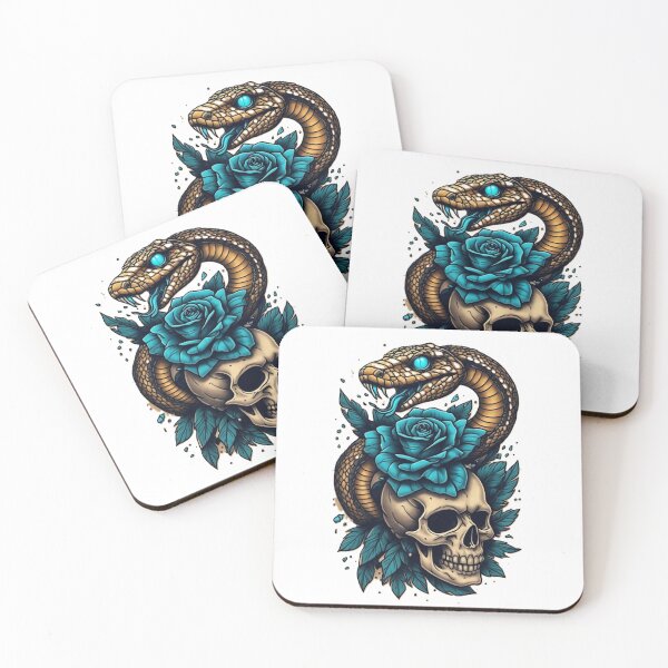 Item preview, Blue Rose Snake and Skull Art designed and sold by Mido-artister.