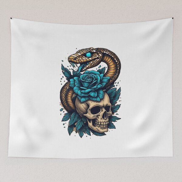 Item preview, Blue Rose Snake and Skull Art designed and sold by Mido-artister.