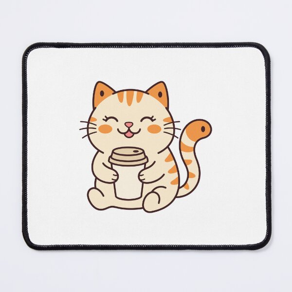 Item preview, Cute Happy Cat Holding Coffee Cup designed and sold by stickerbundle.