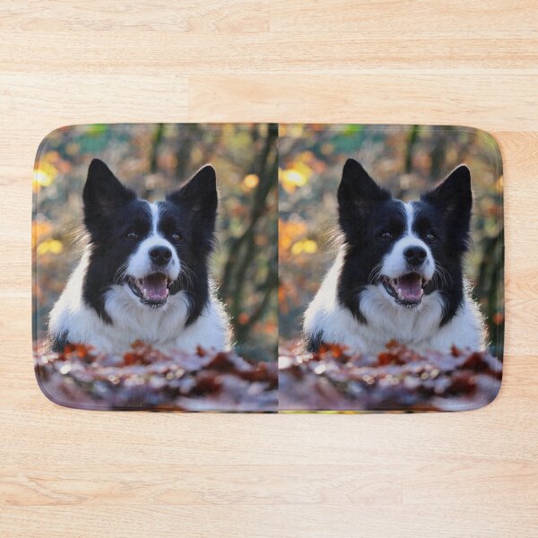 Item preview, Happy Border Collie Lying in Autumn Leaves designed and sold by VanGaldo.