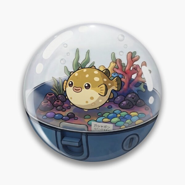 Item preview, Cute Pufferfish in an Underwater Coral in a Capsule Kawaii Japanese Capsule Art-#serie2 designed and sold by JeanChiale.