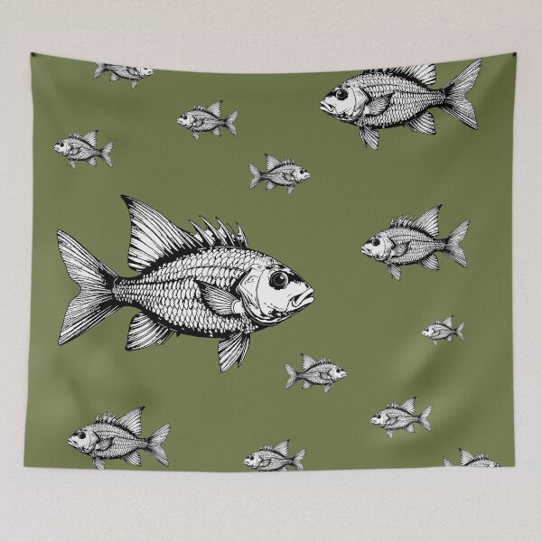Item preview, School of Fish Linocut Schooling Fish Art designed and sold by Litely.
