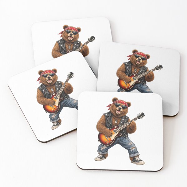 Item preview, Rock Star Bear Playing Electric Guitar designed and sold by FootprintofLove.